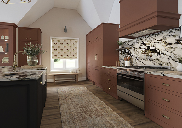 William Morris At Home Lily Flower Embroidery, Madder - Roman Blind - Image 6